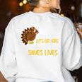Lets Eat Kids Punctuation Turkey Thanksgiving Teacher Women's Sweatshirt Back Print White Lets Eat Kids Punctuation Turkey Thanksgiving Teacher Women's Sweatshirt Back Print White