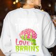 English Teachers Love Brains Zombie Teacher School Halloween Women's Sweatshirt Back Print White English Teachers Love Brains Zombie Teacher School Halloween Women's Sweatshirt Back Print White