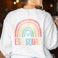 ESL Squad Teacher Crew Team Back To School English Rainbow Women's Sweatshirt Back Print White