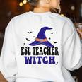 ESL Teacher Witch Halloween Matching Group Costume Women's Sweatshirt Back Print White ESL Teacher Witch Halloween Matching Group Costume Women's Sweatshirt Back Print White