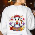 Espooky Vibes Maestra Halloween Spanish Mexican Teacher Women's Sweatshirt Back Print White Espooky Vibes Maestra Halloween Spanish Mexican Teacher Women's Sweatshirt Back Print White