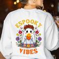 Espooky Vibes Spanish Mexican Halloween Ghost Teachers Women's Sweatshirt Back Print White
