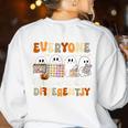 Everyone Communicates Differently Halloween Sped Teacher Women's Sweatshirt Back Print White Everyone Communicates Differently Halloween Sped Teacher Women's Sweatshirt Back Print White
