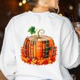 Fall Book Autumn Reading Teacher Halloween Pumpkin Season Women's Sweatshirt Back Print White