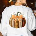 Fall Book Pumpkin Halloween Teacher Librarian Thanksgiving Women's Sweatshirt Back Print White