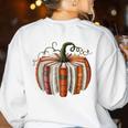 Fall Book Pumpkin Retro Reading Halloween Teacher Librarian Women's Sweatshirt Back Print White