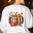 Fall Book Pumpkin Retro Reading Halloween Teacher Women's Sweatshirt Back Print White Fall Book Pumpkin Retro Reading Halloween Teacher Women's Sweatshirt Back Print White