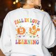 Fall In Love With Learning Autumn Fall Season Teacher Women's Sweatshirt Back Print White Fall In Love With Learning Autumn Fall Season Teacher Women's Sweatshirt Back Print White