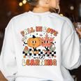 Fall In Love With Learning Teacher Retro Thanksgiving Women's Sweatshirt Back Print White