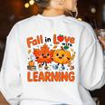 Fall In Love With Learning Thanksgiving Teacher Student Kids Women's Sweatshirt Back Print White Fall In Love With Learning Thanksgiving Teacher Student Kids Women's Sweatshirt Back Print White