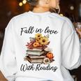 Fall In Love With Reading Book Autumn Teachers Pumpkins Women's Sweatshirt Back Print White Fall In Love With Reading Book Autumn Teachers Pumpkins Women's Sweatshirt Back Print White