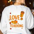 Fall In Love With Teaching 1st Grade Teacher Thanksgiving For Men Women Girls Kids Women's Sweatshirt Back Print White Fall In Love With Teaching 1st Grade Teacher Thanksgiving For Men Women Girls Kids Women's Sweatshirt Back Print White