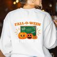 Are You Fall O Ween Directions Halloween Teacher Retro Women's Sweatshirt Back Print White
