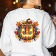 Fall Pumpkin Book Lover Spooky Librarian Teacher Halloween Women's Sweatshirt Back Print White Fall Pumpkin Book Lover Spooky Librarian Teacher Halloween Women's Sweatshirt Back Print White
