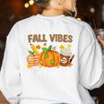 Fall Vibes And That Teacher Life Autumn Thanksgiving Women's Sweatshirt Back Print White Fall Vibes And That Teacher Life Autumn Thanksgiving Women's Sweatshirt Back Print White