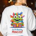Feed The Reading Monster Halloween Teacher Women's Sweatshirt Back Print White