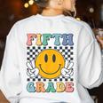 Fifth Grade Team Teachers Boys Girls Retro Smile 5th Grade Women's Sweatshirt Back Print White