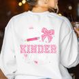 First Day Of School Teacher Girl Coquette Hello Kindergarten Women's Sweatshirt Back Print White First Day Of School Teacher Girl Coquette Hello Kindergarten Women's Sweatshirt Back Print White