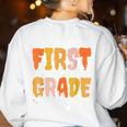 First Grade Dream Retro Team Fall Halloween Spooky Teachers Women's Sweatshirt Back Print White First Grade Dream Retro Team Fall Halloween Spooky Teachers Women's Sweatshirt Back Print White