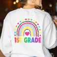 First Grade Rainbow Girls Boys Teacher Team 1st Grade Squad Women's Sweatshirt Back Print White First Grade Rainbow Girls Boys Teacher Team 1st Grade Squad Women's Sweatshirt Back Print White