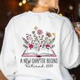 Floral Book a New Chapter Begins Retired Retirement Teacher Women's Sweatshirt Back Print White Floral Book a New Chapter Begins Retired Retirement Teacher Women's Sweatshirt Back Print White