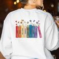 Floral Books Never Underestimate A Public School Teacher Women's Sweatshirt Back Print White Floral Books Never Underestimate A Public School Teacher Women's Sweatshirt Back Print White