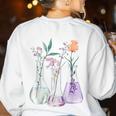 Flowers Test Tube Chemistry Student Science Teacher Women Women's Sweatshirt Back Print White Flowers Test Tube Chemistry Student Science Teacher Women Women's Sweatshirt Back Print White