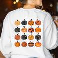 Folk Art Pumpkins Teacher Nurses Admin Witch Halloween Cute Women's Sweatshirt Back Print White