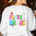 In My Fourth Grade Era 4th Grade Girl Teacher Back To School Women's Sweatshirt Back Print White