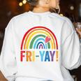 Fri-Yay Friyay Rainbow Colors Teacher Childrens Fun Designs Women's Sweatshirt Back Print White Fri-Yay Friyay Rainbow Colors Teacher Childrens Fun Designs Women's Sweatshirt Back Print White