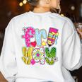 Fri-Yay Happy Friday Weekend Teacher Back To School Women's Sweatshirt Back Print White Fri-Yay Happy Friday Weekend Teacher Back To School Women's Sweatshirt Back Print White