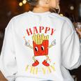 Fun Teacher Happy Fri Yay French Fries Friday Lovers Women's Sweatshirt Back Print White