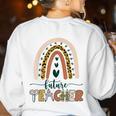 Future Teacher Boho Rainbow Leopard New Grad Student Women's Sweatshirt Back Print White Future Teacher Boho Rainbow Leopard New Grad Student Women's Sweatshirt Back Print White