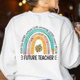 Future Teacher Cute Rainbow Leopard Teacher Outfit For Men Women Girls Kids Women's Sweatshirt Back Print White Future Teacher Cute Rainbow Leopard Teacher Outfit For Men Women Girls Kids Women's Sweatshirt Back Print White