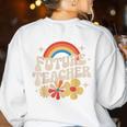 Future Teacher Kids Youth Girls Rainbow Pre-k Kindergarten Women's Sweatshirt Back Print White