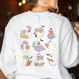 Ghost Book Reading Halloween Books Lover Teacher Kids Women's Sweatshirt Back Print White Ghost Book Reading Halloween Books Lover Teacher Kids Women's Sweatshirt Back Print White