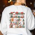 Ghost Christmas Reading Book Lover Library Christmas Teacher Women's Sweatshirt Back Print White Ghost Christmas Reading Book Lover Library Christmas Teacher Women's Sweatshirt Back Print White