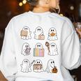 Ghost Speech Therapy Teacher Spooky Season Halloween Women's Sweatshirt Back Print White