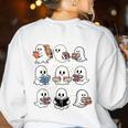 Ghosts With Books Library Halloween Men Women Kids Teacher Women's Sweatshirt Back Print White Ghosts With Books Library Halloween Men Women Kids Teacher Women's Sweatshirt Back Print White