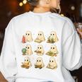 Ghosts Halloween Montessori Teacher Educator Costume Women's Sweatshirt Back Print White Ghosts Halloween Montessori Teacher Educator Costume Women's Sweatshirt Back Print White