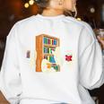 Ghosts Reading Books Teacher Halloween Librarian Boooks Women's Sweatshirt Back Print White Ghosts Reading Books Teacher Halloween Librarian Boooks Women's Sweatshirt Back Print White