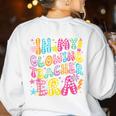 In My Glowing Teacher Era Teaching Back To School Women's Sweatshirt Back Print White