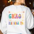 Groovy Some Call It Chaos We Call It Kindergarten Teacher Women's Sweatshirt Back Print White Groovy Some Call It Chaos We Call It Kindergarten Teacher Women's Sweatshirt Back Print White