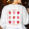 Groovy Kindergarten Is My Jam Strawberry Kinder Team Teacher Women's Sweatshirt Back Print White Groovy Kindergarten Is My Jam Strawberry Kinder Team Teacher Women's Sweatshirt Back Print White