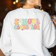 Groovy School Counselor Back To School Teacher Counseling Women's Sweatshirt Back Print White Groovy School Counselor Back To School Teacher Counseling Women's Sweatshirt Back Print White