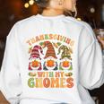 Groovy Thanksgiving With My Gnomie Women Teacher Fall Gnome Women's Sweatshirt Back Print White Groovy Thanksgiving With My Gnomie Women Teacher Fall Gnome Women's Sweatshirt Back Print White