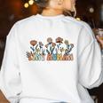 Groovy Tiny Human Tamer Floral Kindergarten Teacher Women's Sweatshirt Back Print White
