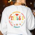 Groovy Title 1 Crew Cute Title 1 Reading Teacher Men Women Kids Women's Sweatshirt Back Print White