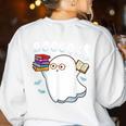 Halloween Books Librarian English Teacher Reader Reading Women's Sweatshirt Back Print White