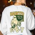 Halloween Costume Haunted By 67 Ghost Math Teacher Professor Women's Sweatshirt Back Print White Halloween Costume Haunted By 67 Ghost Math Teacher Professor Women's Sweatshirt Back Print White